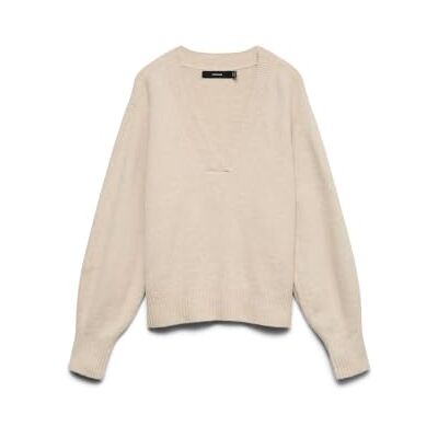 VERO MODA Vmboom Ls V-hals Pullover Noos, silver mink, S VERO MODA Vmboom Ls V-hals Pullover Noos, silver mink, S