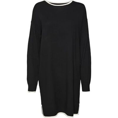 VERO MODA Vmbreeze Ls O-Neck Short Dress Ga Boo Mini-jurk voor dames, Zwart/Detail:w. Birch Contrast, L VERO MODA Vmbreeze Ls O-Neck Short Dress Ga Boo Mini-jurk voor dames, Zwart/Detail:w. Birch Contrast, L