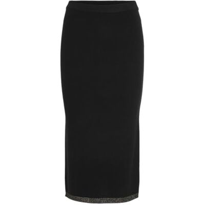 VILA Viril Glitter Midi Knit Rok, zwart beauty, L VILA Viril Glitter Midi Knit Rok, zwart beauty, L