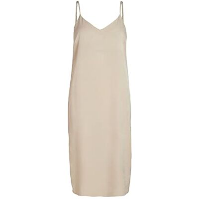VILA Dames VIAMAZED S/L Slip Dress/SU Jurk, Cement, 34 VILA Dames VIAMAZED S/L Slip Dress/SU Jurk, Cement, 34