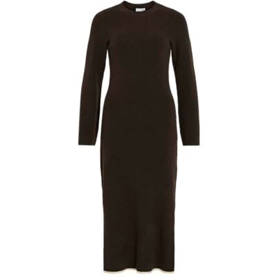 VILA Vikerry O-hals L/S Knit Maxi Dress-Noos, Coffee Bean, L VILA Vikerry O-hals L/S Knit Maxi Dress-Noos, Coffee Bean, L