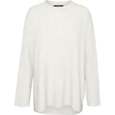VERO MODA Dames Vmpalma Ls O-Neck Long Pullover Noos gebreide trui, wit (snow white), XL VERO MODA Dames Vmpalma Ls O-Neck Long Pullover Noos gebreide trui, wit (snow white), XL