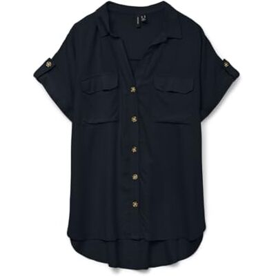 VERO MODA Vmbumpy S/S Shirt WVN Ga Noos, zwart, M VERO MODA Vmbumpy S/S Shirt WVN Ga Noos, zwart, M