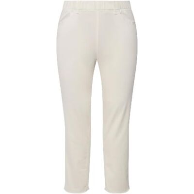 Ulla Popken Sienna, 818073, damesbroek, grote maten, grote maten, plus size, 7/8, zoom met franjes, smalle pijpen, gebroken wit, 62 NL Ulla Popken Sienna, 818073, damesbroek, grote maten, grote maten, plus size, 7/8, zoom met franjes, smalle pijpen, gebroken wit, 62 NL