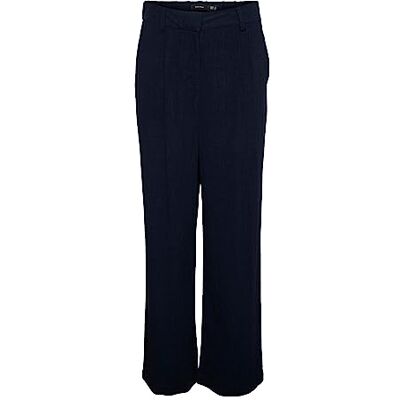 VERO MODA Vmtiraver Mr Wide Linen Pants voor dames, navy blazer, 32W x 32L VERO MODA Vmtiraver Mr Wide Linen Pants voor dames, navy blazer, 32W x 32L