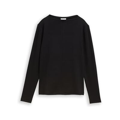 TOM TAILOR T-shirt met lange mouwen voor dames, 14482 Deep Black, L TOM TAILOR T-shirt met lange mouwen voor dames, 14482 Deep Black, L
