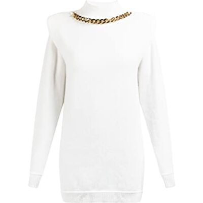 faina Gebreide damesjurk 11025380-FA01, wit, M/L, gebreide jurk, M/L faina Gebreide damesjurk 11025380-FA01, wit, M/L, gebreide jurk, M/L