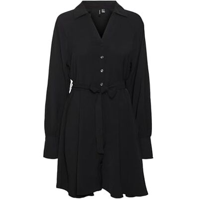 VERO MODA Dames Vmemma Ls Short Dress WVN Ga Jurk, zwart, S VERO MODA Dames Vmemma Ls Short Dress WVN Ga Jurk, zwart, S