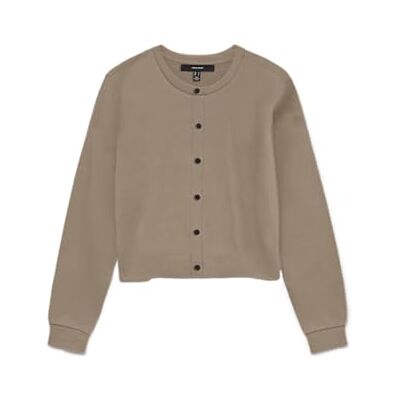 VERO MODA Vmvicky Ls O-Neck Button Cardigan Noos, silver mink, XL VERO MODA Vmvicky Ls O-Neck Button Cardigan Noos, silver mink, XL
