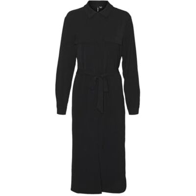 VERO MODA Dames Vmalva L/S Calf Shirt Dress WVN Ga Jurk, zwart, XS VERO MODA Dames Vmalva L/S Calf Shirt Dress WVN Ga Jurk, zwart, XS