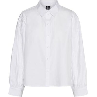 VERO MODA VMBISSE Plisse Shirt WVN, wit (bright white), S VERO MODA VMBISSE Plisse Shirt WVN, wit (bright white), S