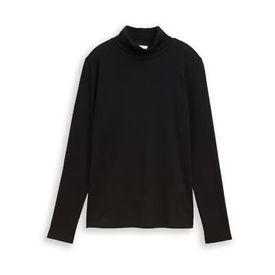 TOM TAILOR T-shirt met lange mouwen voor dames, 14482 Deep Black, L TOM TAILOR T-shirt met lange mouwen voor dames, 14482 Deep Black, L