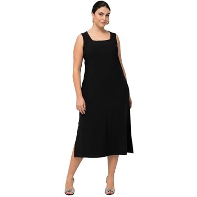 Ulla Popken Dames grote maten grote maten plus size jerseyjurk, A-lijn, carré-hals, mouwloos Ulla Popken Dames grote maten grote maten plus size jerseyjurk, A-lijn, carré-hals, mouwloos