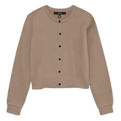 VERO MODA Vmvicky Ls O-Neck Button Cardigan Noos, silver mink, S VERO MODA Vmvicky Ls O-Neck Button Cardigan Noos, silver mink, S