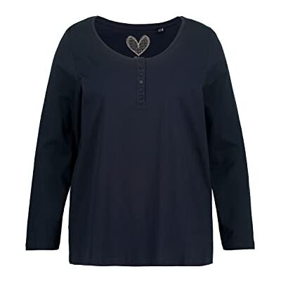 Ulla Popken Basic shirt blouse voor dames, dimbaar, blauwzwart., 58-60 Ulla Popken Basic shirt blouse voor dames, dimbaar, blauwzwart., 58-60