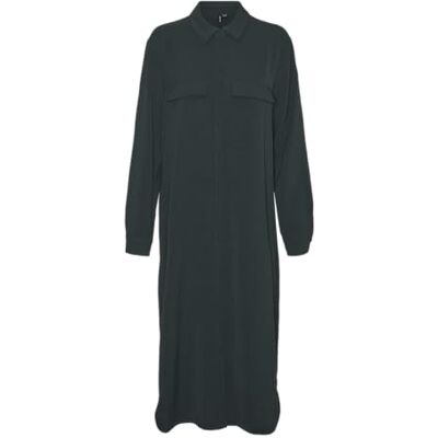 VERO MODA Dames Vmalva L/S Calf Shirt Dress WVN Ga Jurk, Scarab, XS VERO MODA Dames Vmalva L/S Calf Shirt Dress WVN Ga Jurk, Scarab, XS