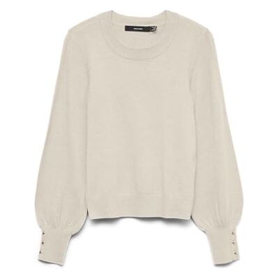 VERO MODA Vmhappy LS O-Nk Button Cuff Pullover Boo, berk, XS Dames, berkenhout, XS VERO MODA Vmhappy LS O-Nk Button Cuff Pullover Boo, berk, XS Dames, berkenhout, XS