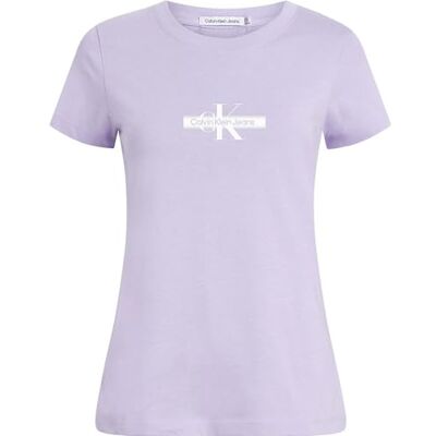 Calvin Jeans Dames Slim Fit T-shirt met korte mouwen en ronde hals, Pastel Lila, XS Calvin Jeans Dames Slim Fit T-shirt met korte mouwen en ronde hals, Pastel Lila, XS