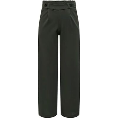 JACQUELINE de YONG JDYGEGGO Damesbroek met wijde pijpen, middelhoge taille, elegante en comfortabele stoffen broek van zacht jersey-materiaal met stretch, Turf/Detail: zwarte knopen, L / 32L JACQUELINE de YONG JDYGEGGO Damesbroek met wijde pijpen, middelhoge taille, elegante en comfortabele stoffen broek van zacht jersey-materiaal met stretch, Turf/Detail: zwarte knopen, L / 32L