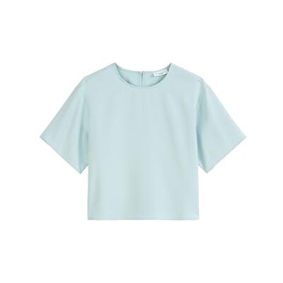 Marc O'Polo Marc OPolo Denim damesblouse met korte mouwen en ronde hals, cropped, 5501, L Marc O'Polo Marc OPolo Denim damesblouse met korte mouwen en ronde hals, cropped, 5501, L