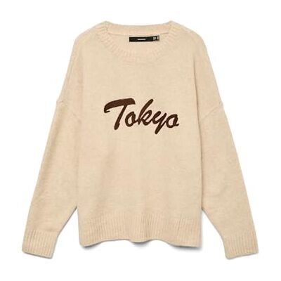 VERO MODA Vmboom Ls O-Neck Text Pullover Noos, silver mink, XS VERO MODA Vmboom Ls O-Neck Text Pullover Noos, silver mink, XS