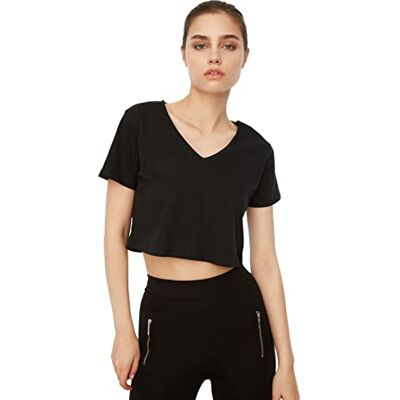 Trendyol Zwart biologisch katoenen T-Shirt - Ronde hals, Korte mouwen - Basic Trendyol Zwart biologisch katoenen T-Shirt - Ronde hals, Korte mouwen - Basic
