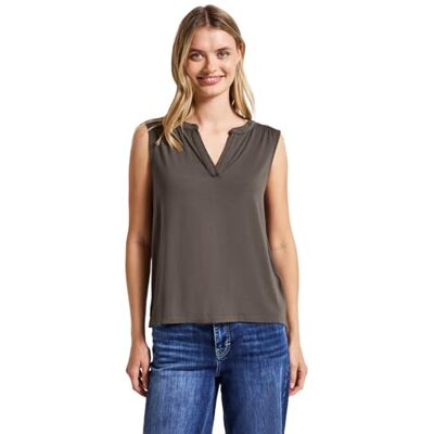Street One Jersey top met split nek, bruin, 40 Street One Jersey top met split nek, bruin, 40