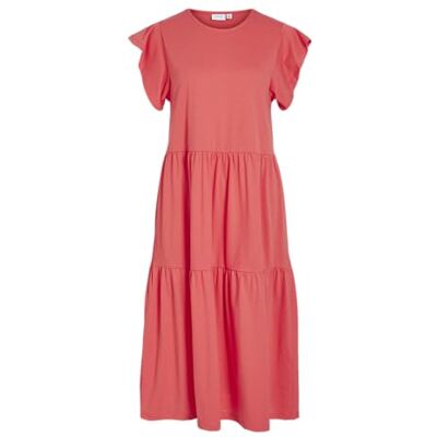 VILA Dames Visummer S/S Midi Dress-Noos, dubarry, XS VILA Dames Visummer S/S Midi Dress-Noos, dubarry, XS