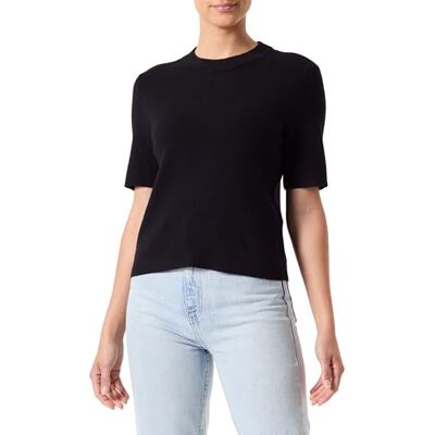 VERO MODA Dames Vmgold SS O-hals trui gebreid shirt, zwart, L VERO MODA Dames Vmgold SS O-hals trui gebreid shirt, zwart, L