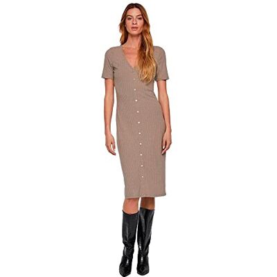 VILA VIFELIA Button S/S MIDI Dress/SU NOOS, Walnut/detail:MELANGE, XXL VILA VIFELIA Button S/S MIDI Dress/SU NOOS, Walnut/detail:MELANGE, XXL