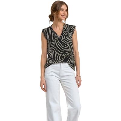 Street One Blousetop van chiffon met split hals zwart 44 Street One Blousetop van chiffon met split hals zwart 44