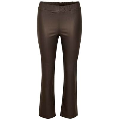 KAFFE Jeggings Coated Cropped Flared Legs Elastische Taille Slim Fit voor dames, Java, 44 KAFFE Jeggings Coated Cropped Flared Legs Elastische Taille Slim Fit voor dames, Java, 44