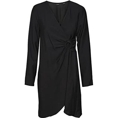 VERO MODA Dames Vmabbi Nan Ls Mini Dress WVN jurk, zwart, M VERO MODA Dames Vmabbi Nan Ls Mini Dress WVN jurk, zwart, M