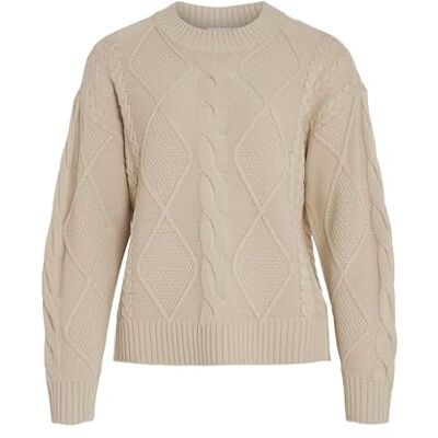 VILA Gebreide damestrui, vlechtgebreid, feather grey, M VILA Gebreide damestrui, vlechtgebreid, feather grey, M