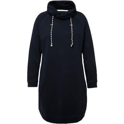 Ulla Popken Sweatjurk, opstaande kraag, lange mouwen, zakken voor dames, Marineblauw, 50/52 NL Ulla Popken Sweatjurk, opstaande kraag, lange mouwen, zakken voor dames, Marineblauw, 50/52 NL