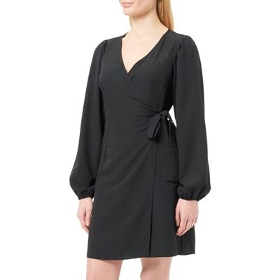 VILA Visarah wikkeljurk voor dames, L/S wrap jurk/B, zwart, 34 VILA Visarah wikkeljurk voor dames, L/S wrap jurk/B, zwart, 34
