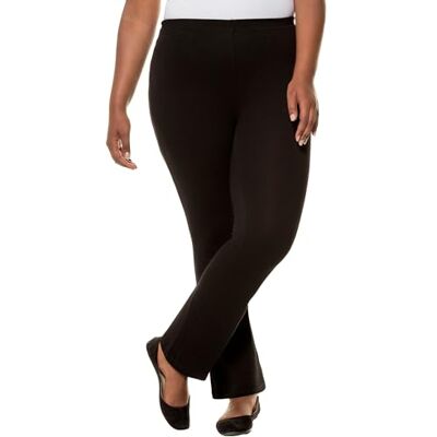 Ulla Popken Grote maten grote maten plus size broek, yogabroek, jersey, uitlopende pijpen, elastische tailleband 701154, klassiek zwart., 45W / 32L Ulla Popken Grote maten grote maten plus size broek, yogabroek, jersey, uitlopende pijpen, elastische tailleband 701154, klassiek zwart., 45W / 32L
