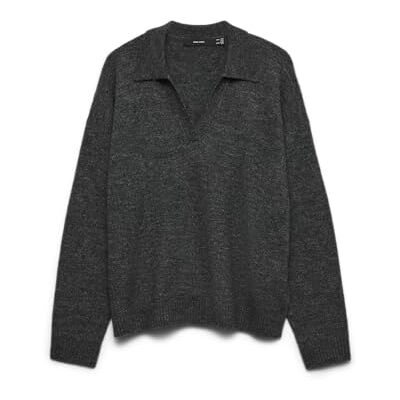 VERO MODA Vmlefile Ls Poloneck Pullover Noos, Medium grijs (grey melange), XS VERO MODA Vmlefile Ls Poloneck Pullover Noos, Medium grijs (grey melange), XS