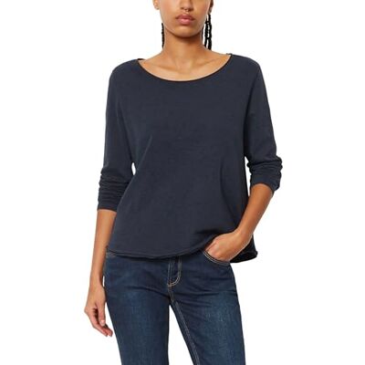 Marc O'Polo B41238552493 dames Damesshirt met lange mouwen van biologisch katoen, shirt met ronde hals, zacht damesshirt met casual look Marc O'Polo B41238552493 dames Damesshirt met lange mouwen van biologisch katoen, shirt met ronde hals, zacht damesshirt met casual look