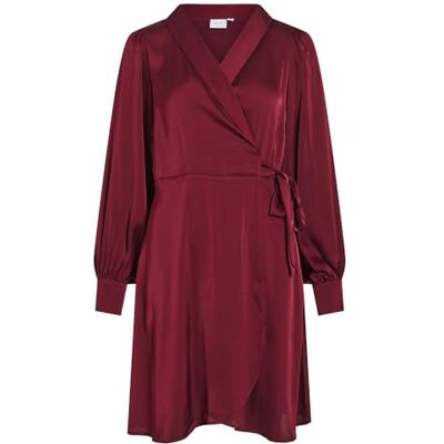 VILA Vienna Ravenna L/S Short WRAP Dress-NOOS, Cabernet, 36 VILA Vienna Ravenna L/S Short WRAP Dress-NOOS, Cabernet, 36