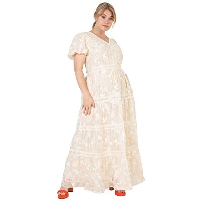 Lovedrobe Dames dames plus size zomerjurk curve gepofte korte mouw maxi v-hals bloemen bloemen kant cocktail A-lijn, Crème, 44 Lovedrobe Dames dames plus size zomerjurk curve gepofte korte mouw maxi v-hals bloemen bloemen kant cocktail A-lijn, Crème, 44