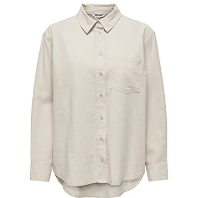 ONLY Damesshirt effen linnen mix, maanbeam, L ONLY Damesshirt effen linnen mix, maanbeam, L