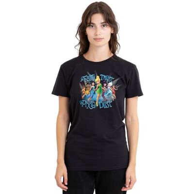 Disney Fairies Faith, Trust and Pixie Dust With Tinker Bell Ladies T Shirt, Black dames T-Shirt Disney Fairies Faith, Trust and Pixie Dust With Tinker Bell Ladies T Shirt, Black dames T-Shirt