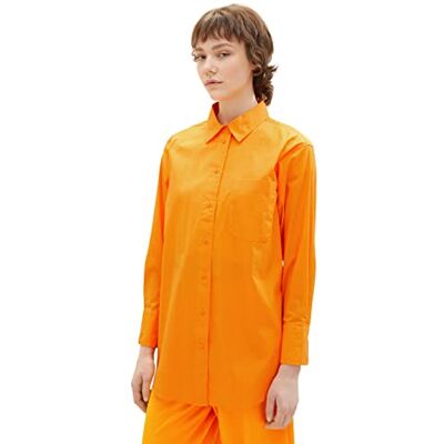 Tom Tailor Denim Dames blouse met strepen 1032792, 31684 Bright Mango Orange, XS Tom Tailor Denim Dames blouse met strepen 1032792, 31684 Bright Mango Orange, XS