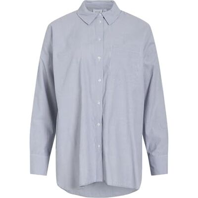 VILA Vidarma L/S Button Shirt NOOS, Bijou Blue/Stripes: cloud Dancer, 38 VILA Vidarma L/S Button Shirt NOOS, Bijou Blue/Stripes: cloud Dancer, 38