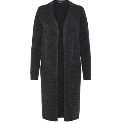VERO MODA CURVE Dames Vmdoffy Ls Long Open Cardi Ga Noos Cur gebreide jas, zwart/detail: melange, 46-48 VERO MODA CURVE Dames Vmdoffy Ls Long Open Cardi Ga Noos Cur gebreide jas, zwart/detail: melange, 46-48