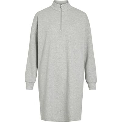 VILA Dames Visandy L/S High Neck Sweat Dress, lichtgrijs gem., L VILA Dames Visandy L/S High Neck Sweat Dress, lichtgrijs gem., L