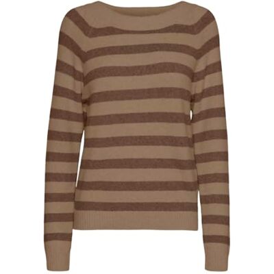 VERO MODA VMDOFFY LS O-hals blouse GA NOOS, Sepia Tint/Stripes: karaf, XL VERO MODA VMDOFFY LS O-hals blouse GA NOOS, Sepia Tint/Stripes: karaf, XL