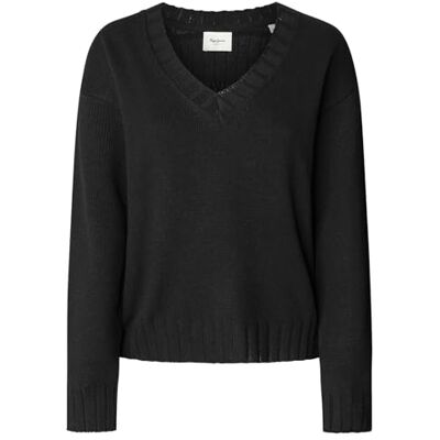 Pepe Jeans Cherice V Neck Gebreide kleding, Zwart (Zwart), L voor Dames, Zwart (zwart), L Pepe Jeans Cherice V Neck Gebreide kleding, Zwart (Zwart), L voor Dames, Zwart (zwart), L
