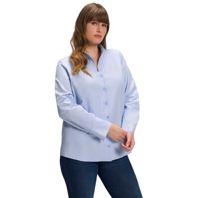 Ulla Popken Dames grote maten grote maten plus size blouse, Oxford-stof, kelkkraag, lange mouwen 808495, Lichtblauw., 46-48 Grote maten Ulla Popken Dames grote maten grote maten plus size blouse, Oxford-stof, kelkkraag, lange mouwen 808495, Lichtblauw., 46-48 Grote maten
